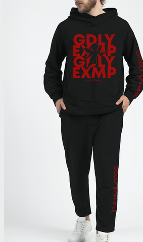 Godly Example Unisex Angel Hooded SweatSuit (Black/Red)
